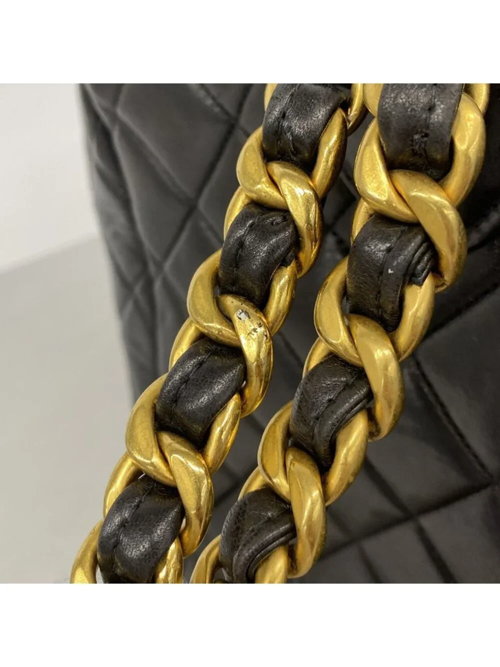 Chanel Backpack Quilted Lambskin Black Gold